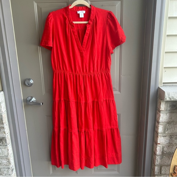 Cynthia Rowley Dresses & Skirts - Cynthia Rowley Red Tiered Linen Midi Dress